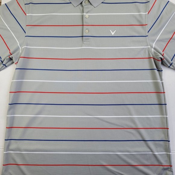 Callaway Gray Striped Golf Polo Shirt Men's - Picture 6 of 8